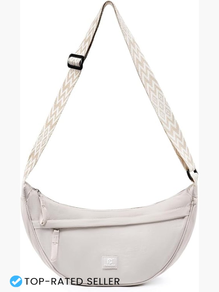 Crescent Crossbody Bag Lightweight Nylon Water Resistant Adjustable Strap Travel